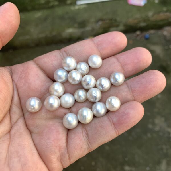 18 Pcs 9mm  Loose Real Genuine Indonesia Cultured Saltwater Pearl Beads AT-8