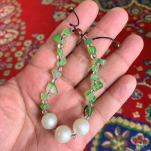 Real South Sea Pearl Bracelet With Stone and Wood Real Seawater Saltwater Pearl Stone Wood Bracelet Pearl Size 12mm BoZorX GR-7