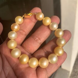 Real South Sea Pearl Real Seawater Pearl Saltwater Pearl Bracelet Pearl Size 11.5-13.5mm BoZorX GR-18