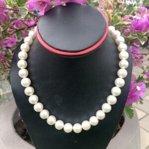 Sand Pearl Necklace: 12-12.4mm White Indonesian Saltwater Pearls