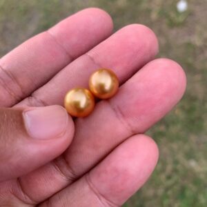 2 Pcs 9.6mm Loose High Grade Golden South Sea Pearl Golden Loose Gold Seawater Pearl Loose Gold Saltwater Pearl PP3-8