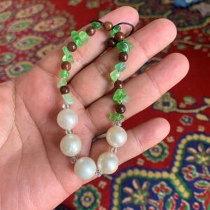 Real South Sea Pearl Bracelet With Stone and Wood Real Seawater Saltwater Pearl Stone Wood Bracelet Pearl Size 12mm BoZorX GR-4