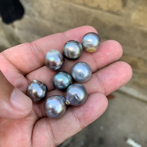 8 Pieces 13.5mm Tahitian Black Pearl Saltwater South Sea Pearl Beads BoZorX TRJ-5 - Image 4