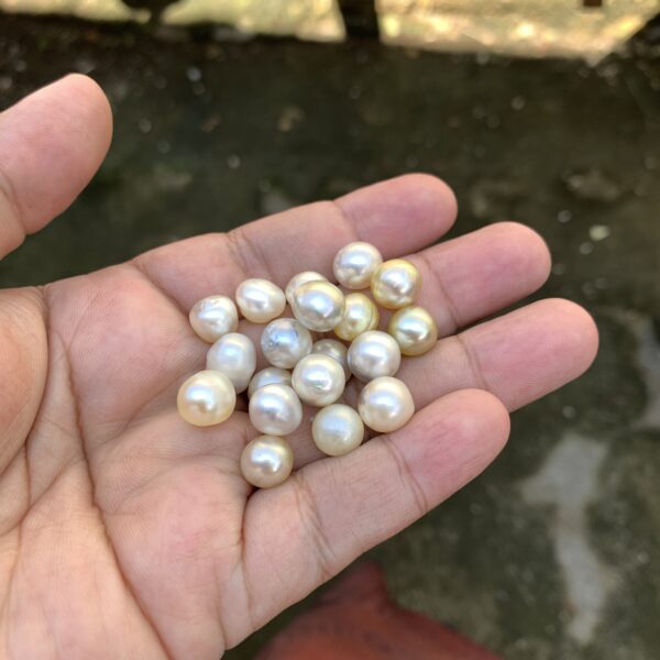 19 Pcs 9mm  Loose Real Genuine Indonesia Cultured Saltwater Pearl Beads AT-9