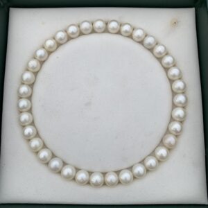 White Saltwater Pearl Necklace: 12-12.4mm Indonesian South Sea Sand Pearls Undrilled GRK