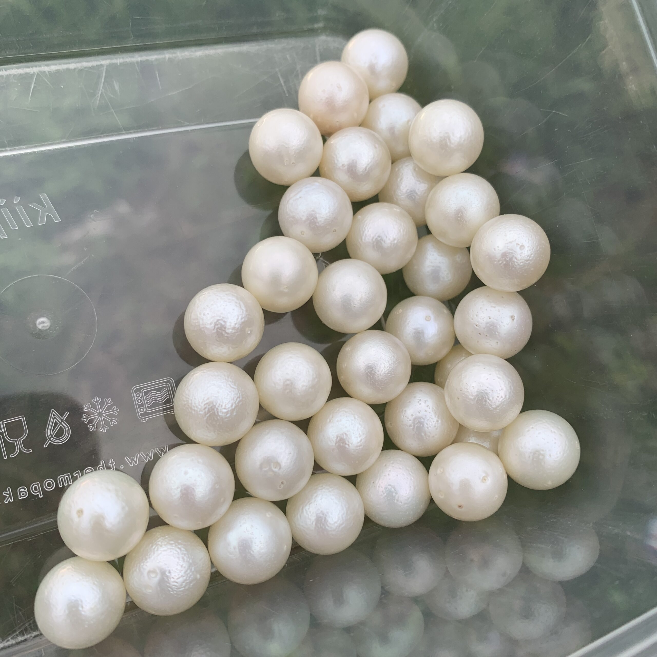 White Saltwater Pearl Necklace: 12-12.4mm Indonesian South Sea Sand Pearls Undrilled GRK - Image 5