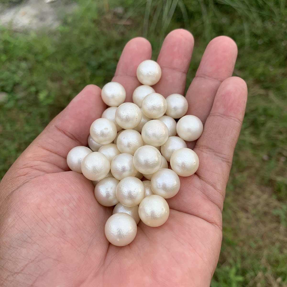 White Saltwater Pearl Necklace: 12-12.4mm Indonesian South Sea Sand Pearls Undrilled GRK - Image 6