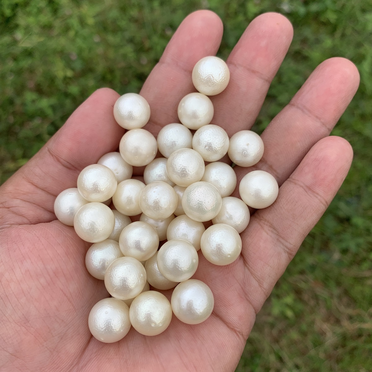 White Saltwater Pearl Necklace: 12-12.4mm Indonesian South Sea Sand Pearls Undrilled GRK - Image 8